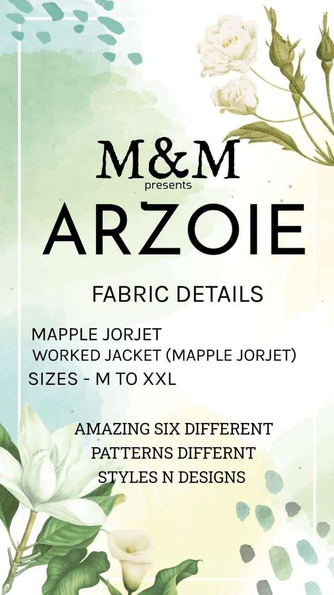 M&m-Arzoie-Georgette-Hand Work-Kurti-Pant-Jacket-Deatils